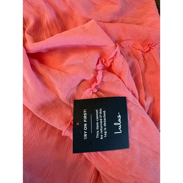 Lulus‎ Sweetest Perception Midi Dress Womens Large Coral Pink NWT Ruffle Tiered - Image 11