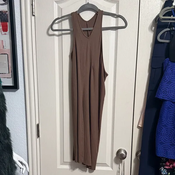 Skims Soft Lounge Cut Out One Shoulder Brown Ribbed Mini Dress Oxide Minimalist - Image 2