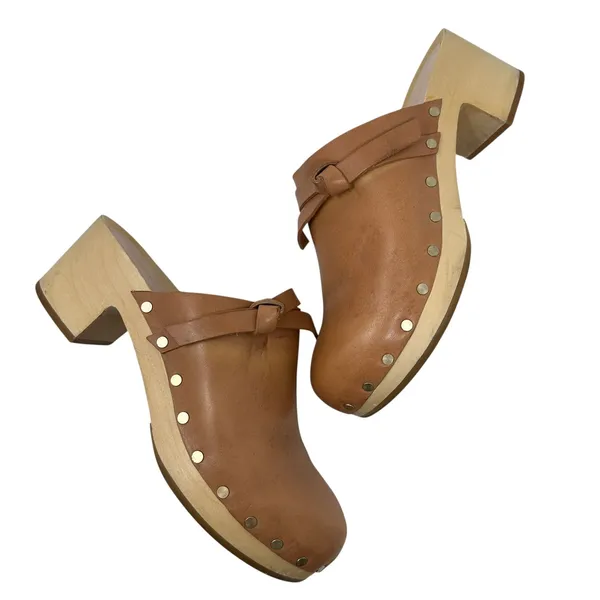 Loeffler Randall‎ Roberta Low-Heel Clogs Cognac Leather Brown Tan Size 5.5 - Image 2