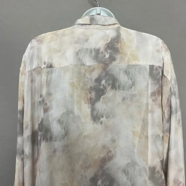 Grade & Gather Top Watercolor Marble Print Button Down Shirt Medium Blouse - Image 5