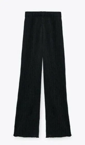 ZARA Black Pleated Flowy Pants Trousers - Image 2
