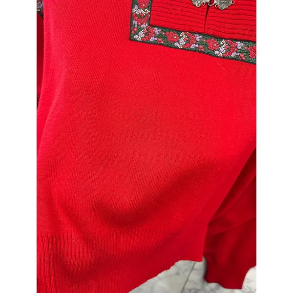 Vintage Meister Women's Red‎ Wool Blend Knit Sweater V-Neck Metal Clasps Retro M - Image 6