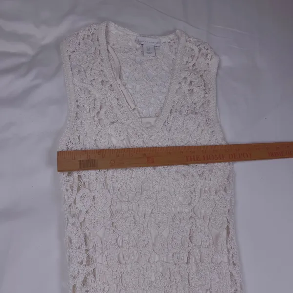 House of Harlow 1960 Ivory Crochet Floral Maxi Dress Sleeveless V-Neck Small - Image 3
