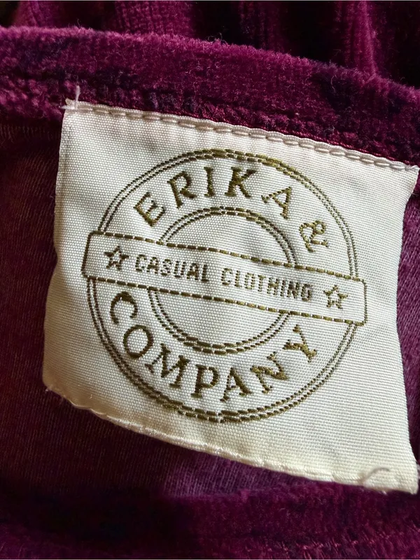 Vintage Erika & Company Velvet Dress Women's Burgundy Flowered Size M - Image 4