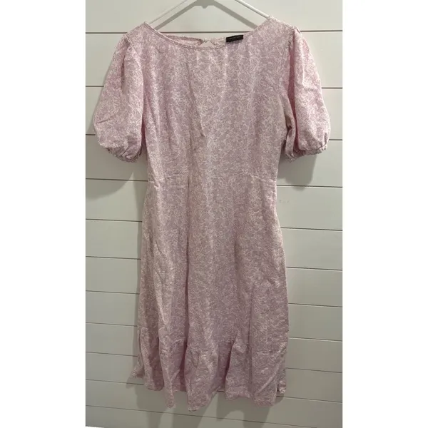 Who What Wear‎ Women's Floral Linen Blend Tie Back Midi Dress Purple Size Large - Image 2