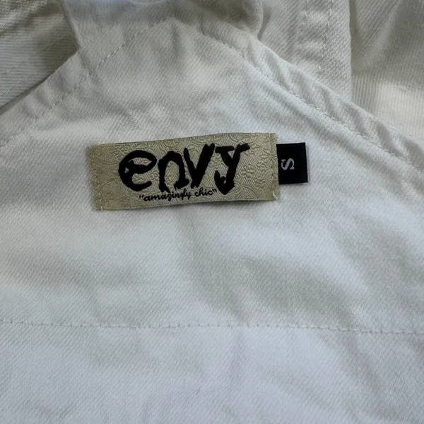 Envy White Denim Overall Skirt Womens Small‎ Pinafore Dress Mini Festival Boho - Image 4