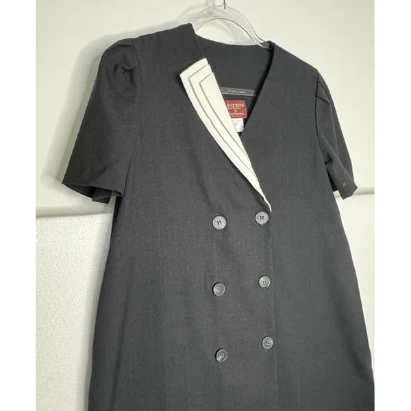 1990s Jeanette Maternities Black Minimalist Swing Dress Medium to Large - Image 10