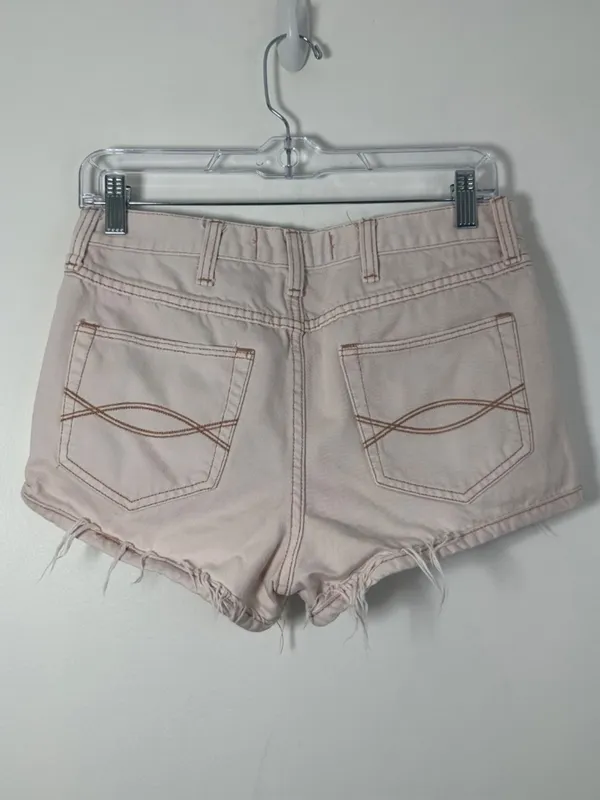 Abercrombie & Fitch Womens Sz 4 27W Distressed High-Rise Button-Fly Denim Shorts - Image 2