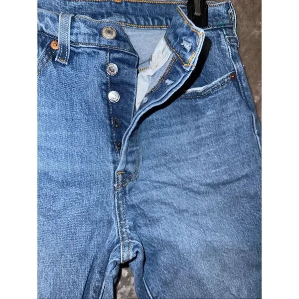 Levi’s 501 Distressed Medium Wash Button Fly Raw Hem Jeans Size 27 #774 - Image 8