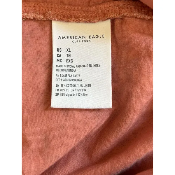 American Eagle Cotton Linen Crop Top Floral Boho Quilted Button Up Womens XL - Image 6