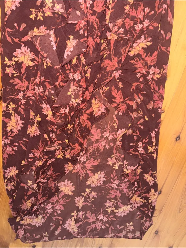 Free People Maroon Floral Maxi Skirt - Image 7
