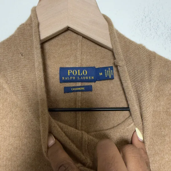 Polo Ralph Lauren Women 100% Cashmere Midi Dress M Camel Turtleneck Fit & Flare - Image 3