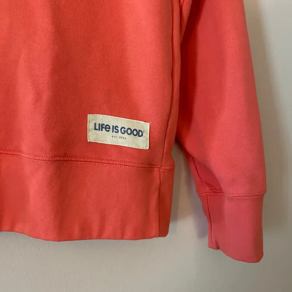 Life Is Good Pink Crewneck Sweatshirt Jeep Dog Beach Summer Women's size XS - Image 5