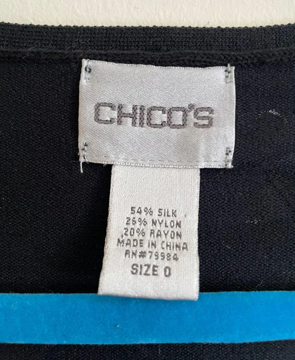Chico’s Silk Blend Knit Sweater black v-neck classic minimalist women’s size 0 - Image 11