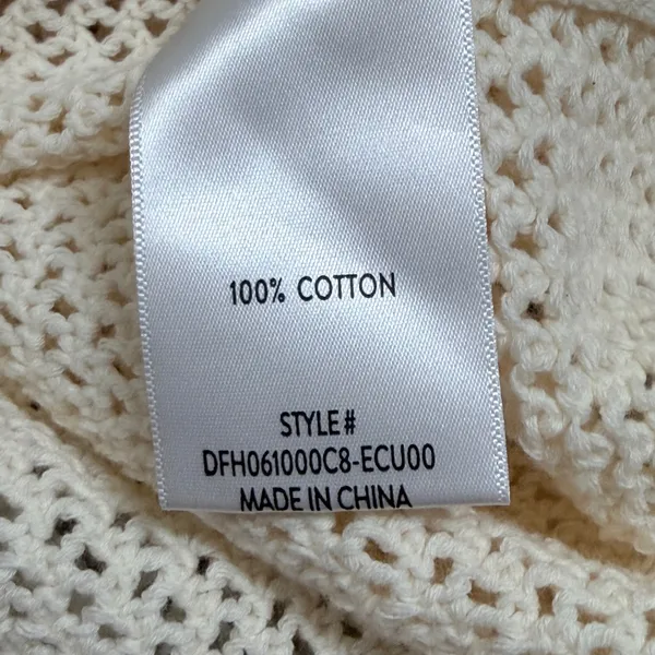 41 Hawthorn Womens Ecru Open Knit Cotton Polo Sweater Short Sleeve XS NEW - Image 8