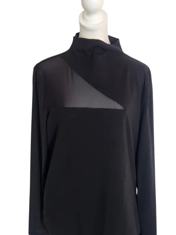 Express Black Sheer Mesh Long Sleeve Bodysuit Size XL - Image 2
