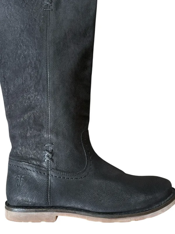 EUC Frye Leather Pull-On Flats Boots Black Size 6 - Image 3