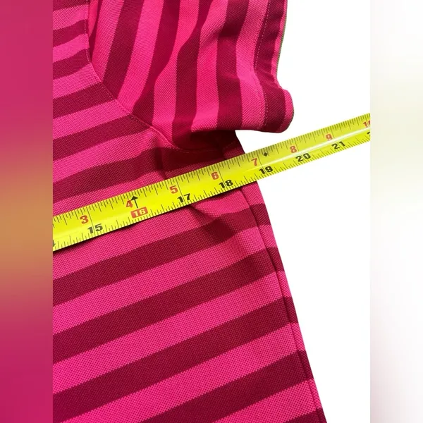 Ladies Nike Golf Short Sleeve Polo Pink Stripe Green Trim Size Medium - Image 5