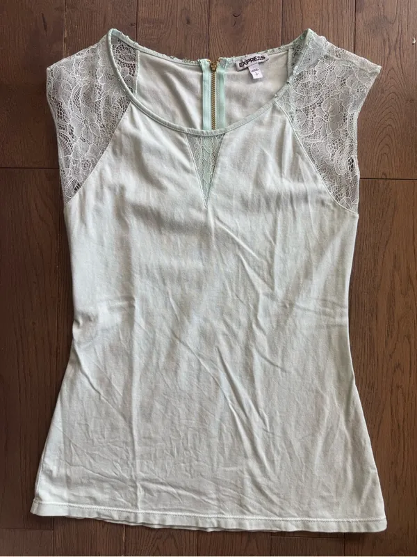 Express Mint Lace-Shoulder Top - Image 4