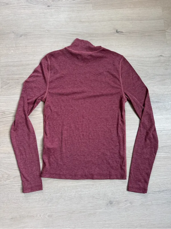 Madewell heathered burgundy berry fitted mock neck long sleeve top size small - Image 3