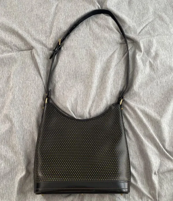Dooney & Bourke Cabrio Cabriolet Black Perforated Leather Bag Vintage Made USA - Image 6