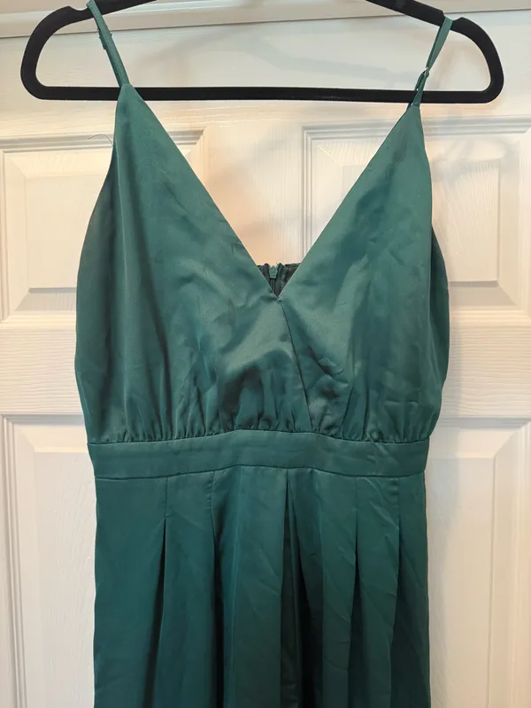 Emerald Green Spaghetti Strap Maxi Pantsuit Size L - Image 3