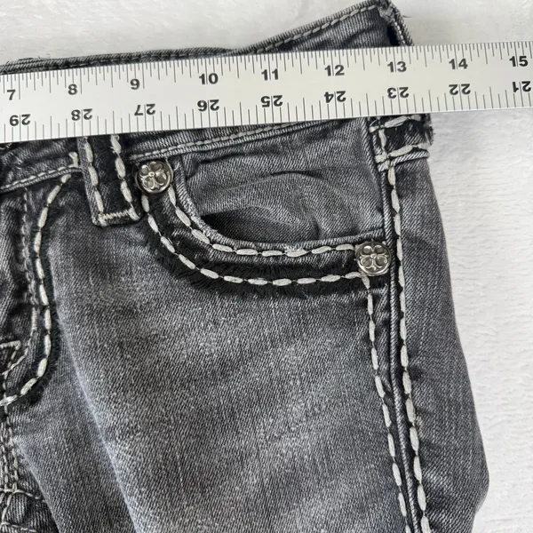 Miss‎ Me Womens Gray Skinny Jeans JP5014SK-3 Low Rise Embellished Size 25 - Image 5