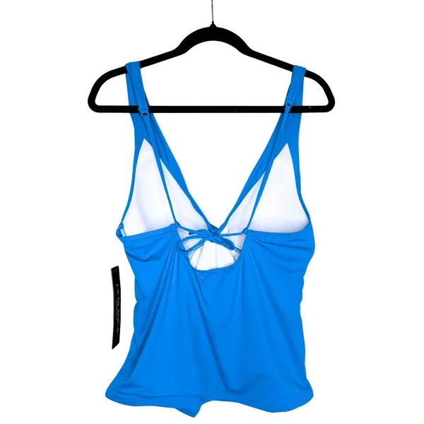 La Blanca Island Goddess Twist Tie Back Tankini Top Size 10 Blue Coastal Beach - Image 14