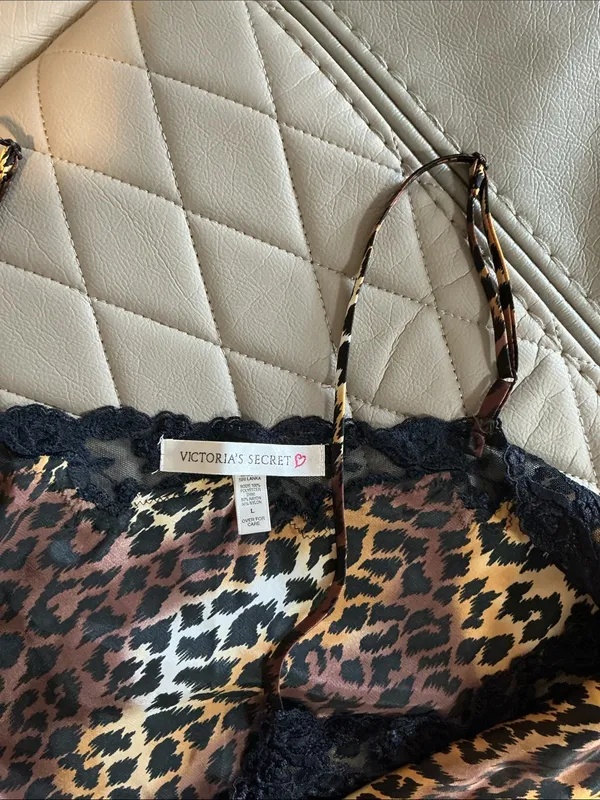 Victoria's Secret Leopard Print Satin Sleep Shorts in Brown and Gold - Image 9