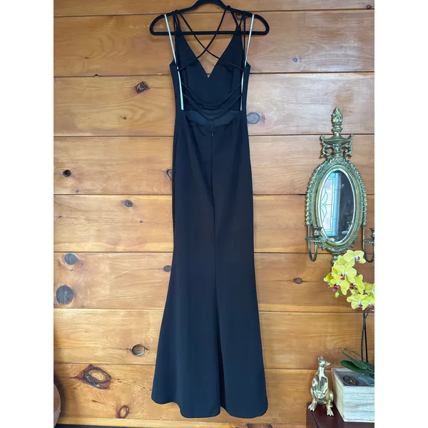 Lulus All this Allure Black Strappy Backless Mermaid Maxi Dress Bridesmaid Sze S - Image 4