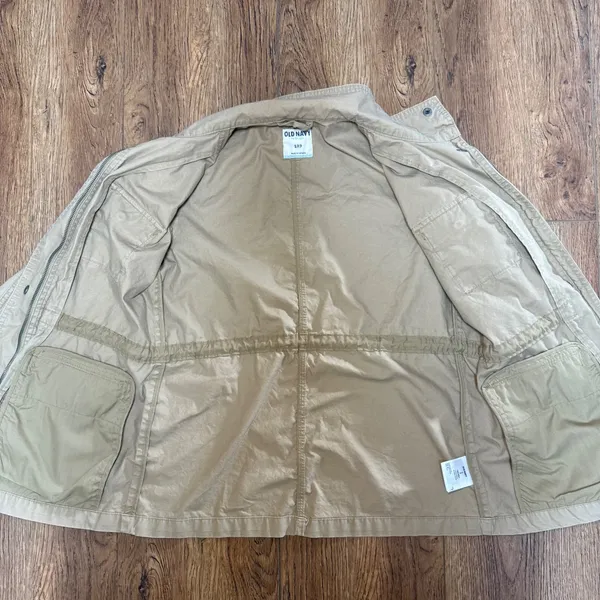 Old Navy Tan Utility Jacket Military Style Pockets 100%‎ Cotton Womens Small - Image 9