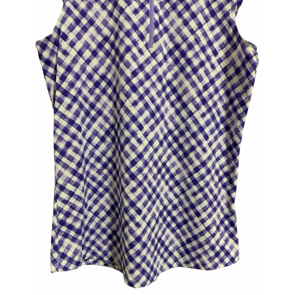 Ibkul Gingham Sleeveless Polo Lavender/White Golf Tennis Women'S‎ Size Small - Image 5