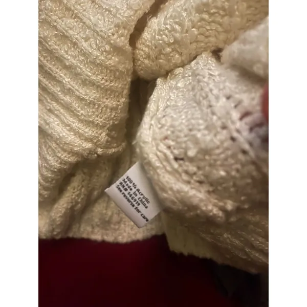 Nine West cream v-neck ribbed knit long sleeve button front cardigan sweater S - Image 3