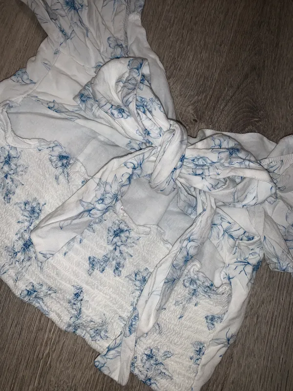 Lottie Moss White Blouse/Blue Flowers Small - Image 6