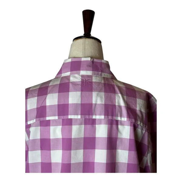 Tyler Boe Shirt Women Medium Purple White Gingham Long‎ Sleeve Button Down Tunic - Image 4
