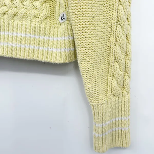 Abercrombie & Fitch Womens Yellow Cable Knit Preppy Tennis Prep‎ Sweater Size M - Image 3