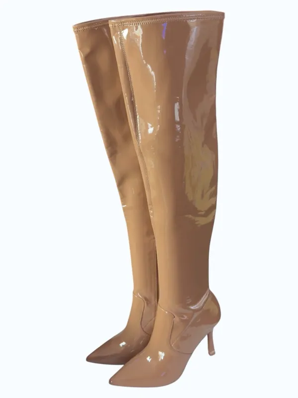 Kenneth Cole Tan Romi OTK Thigh High Over The Knee Stiletto Heel Boot Size 8 - Image 2