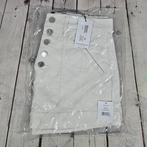 WeWoreWhat Seamed Short High Rise Twill‎ Denim White Button Fly WWDB99-1 Size 26 - Image 10
