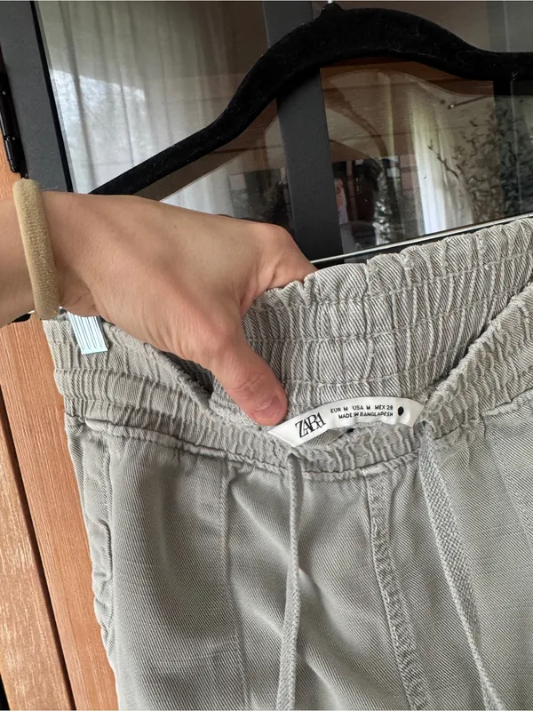 Zara denim joggers pants drawstring high waisted drawstring raw hem adjustable - Image 5