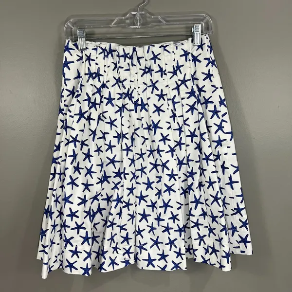 Kate Spade Broome Street Coastal Starfish Pleated Cotton A-Line Skirt EUC Size 4 - Image 2