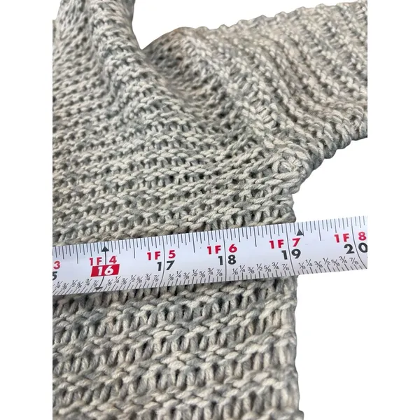 Quinn Gray Open Weave Knit Sweater M Slouchy Cozy Pullover Minimalist Beachy - Image 10