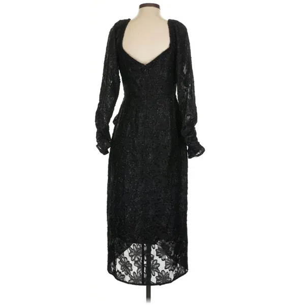 ASTR the Label Terese Metallic Floral Long Sleeve Cocktail Dress S Formal Weddin - Image 4