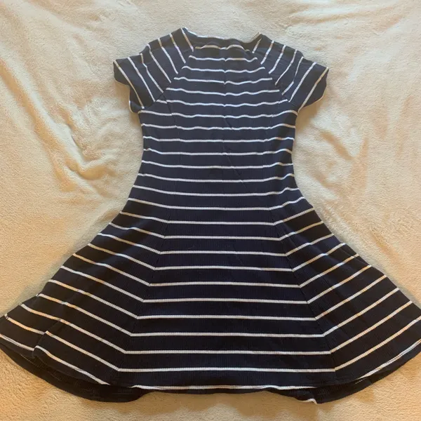BDG Jackie A-Line Navy Blue and White Stripe Dress - Image 6