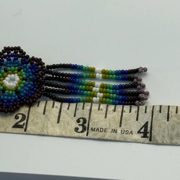 Beaded‎ Dangle Drop Earrings Seed Bead Black Blue Green Boho Handmade - Image 6