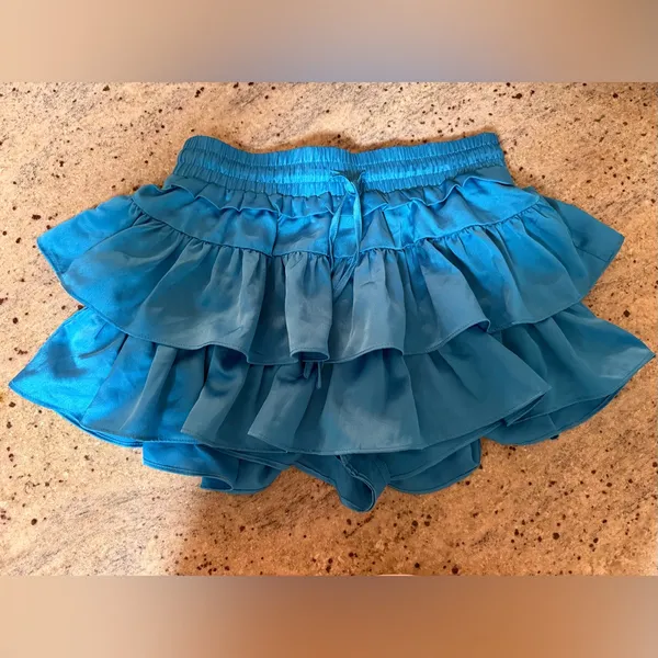 Day + Moon Blue Ruffled Mini Skirt Size M Boutique - Image 3