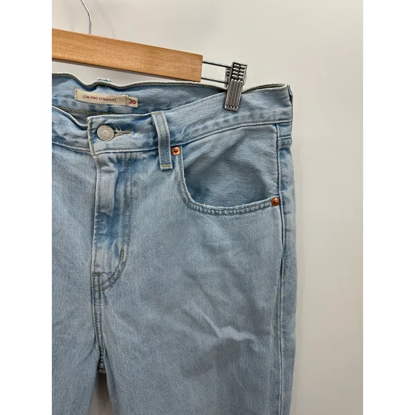 Levis Womens Low Pro Straight Light‎ Wash Denim Jeans Distressed Loose Size 30 - Image 4