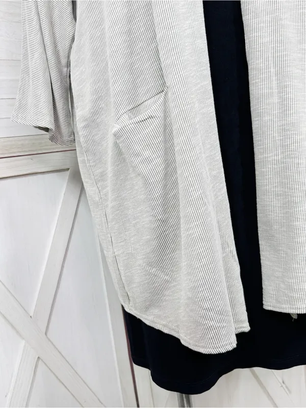 Donni Anthropologie Ribbed Knit Draped Kimono Cardigan Grey One Size Lagenlook - Image 7