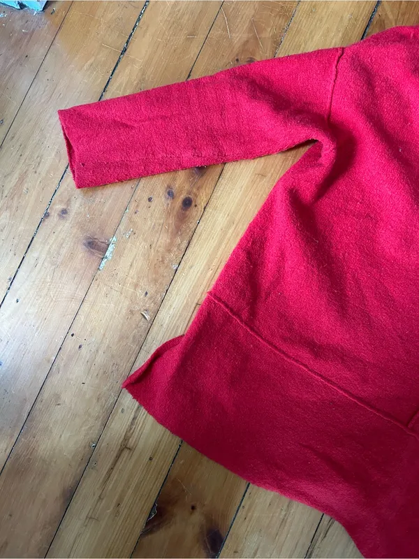 ☀️3/$25 Free People red slouchy cowl neck sweater cotton wool small - Image 2