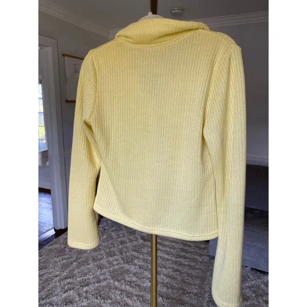 Shein Knit Cardigan Pale Butter Yellow Bow Button Top Coquette Light Academia XL - Image 3