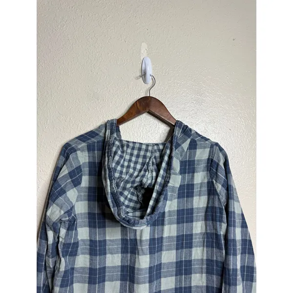 CP Shades x Free People Abbie Plaid Hooded Pullover TOp size M Blue Sage - Image 7